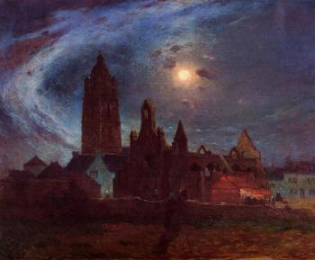 費迪南德 盧瓦敭 The Bourg de Batz Church under the Moon 費迪南德 盧瓦敭 The Bourg de Batz Church under the Moon